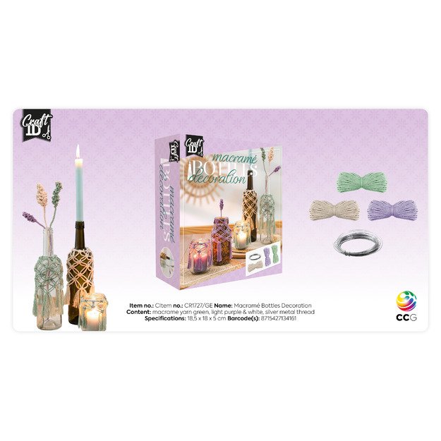 Craft ID - Macrame set bottle decoration with flowers (CR1727/GE) 3