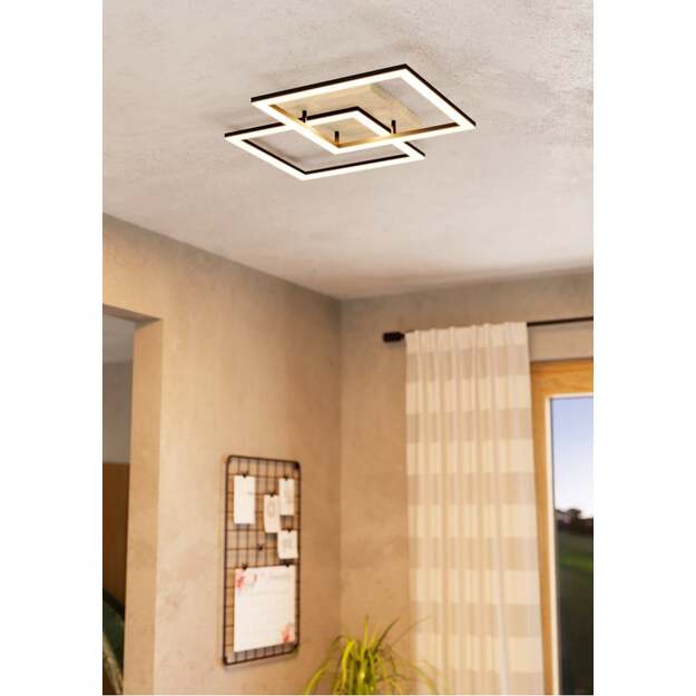 EGLO Lomaltas-Z Smart Ceiling Lamp – Black & Oak – 49.5x77 cm – Tunable White – Zigbee & Bluetooth 1