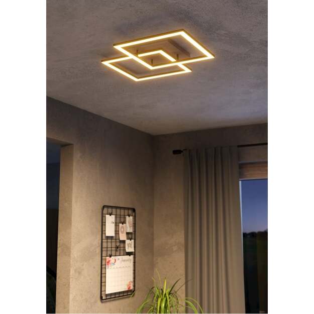 EGLO Lomaltas-Z Smart Ceiling Lamp – Black & Oak – 49.5x77 cm – Tunable White – Zigbee & Bluetooth 3
