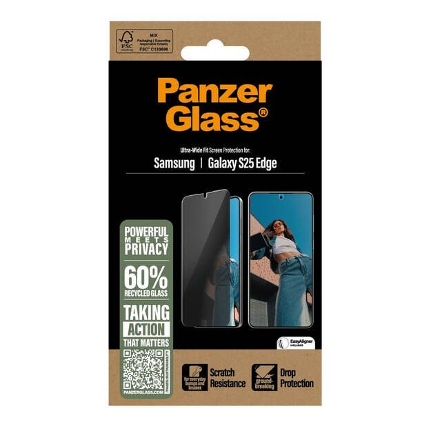 PanzerGlass - Privacy Screen Protector Samsung S25 Edge - Ultra-Wide Fit 2