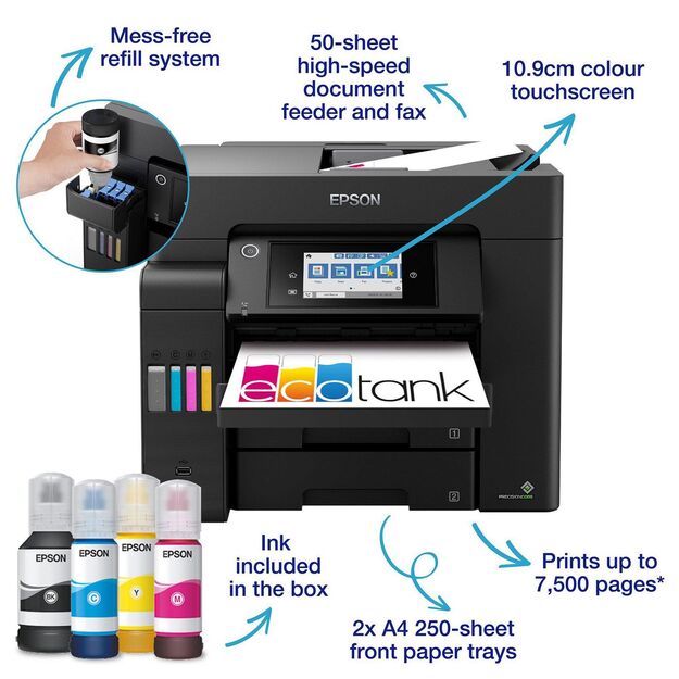 Epson - EcoTank ET-5805 A4 print, scan, copy and fax 4