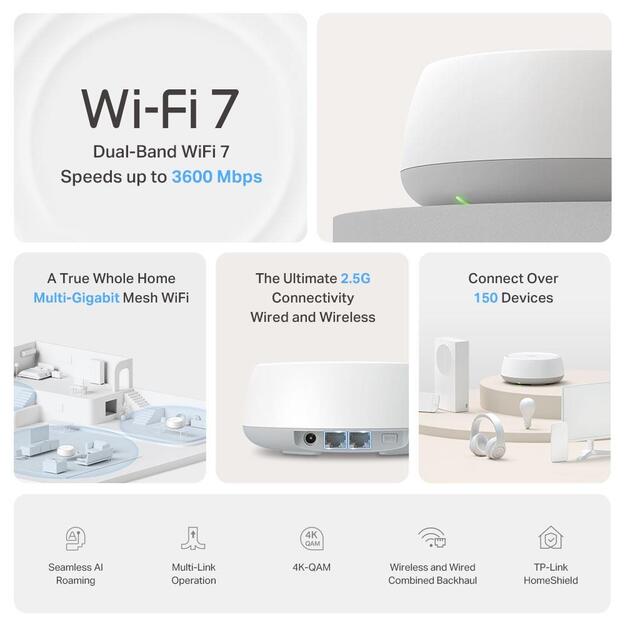 TP-Link - Deco BE25 BE3600 Whole-Home Mesh Wi-Fi 7 System (2-pack) 1