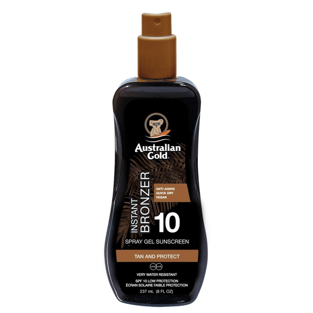 Australian Gold - Sunscreen Spray Gel w. Instant Bronzer 237 ml - SPF 10