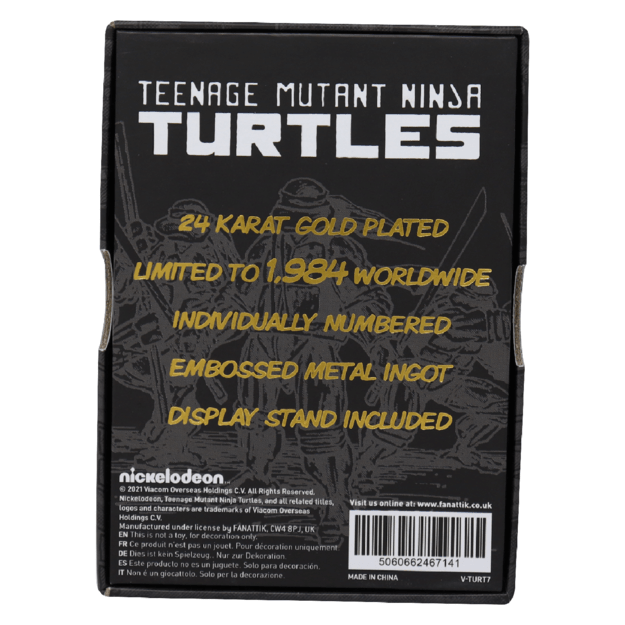 Teenage Mutant Ninja Turtles Limited Edition 24k Gold Plated Comic Book Cover Ingot