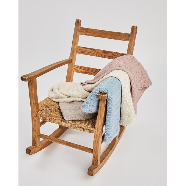 Smallstuff - Baby blanket, fishbone, merino wool - Blue - 80x100 cm (70007-84)
