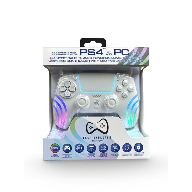 Deep Explorer Wireless Controller White PS4 / PS3 / PC
