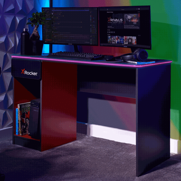 Xrocker Carbon-Tek Desk With Wireless Charging And Neo Fiber Led