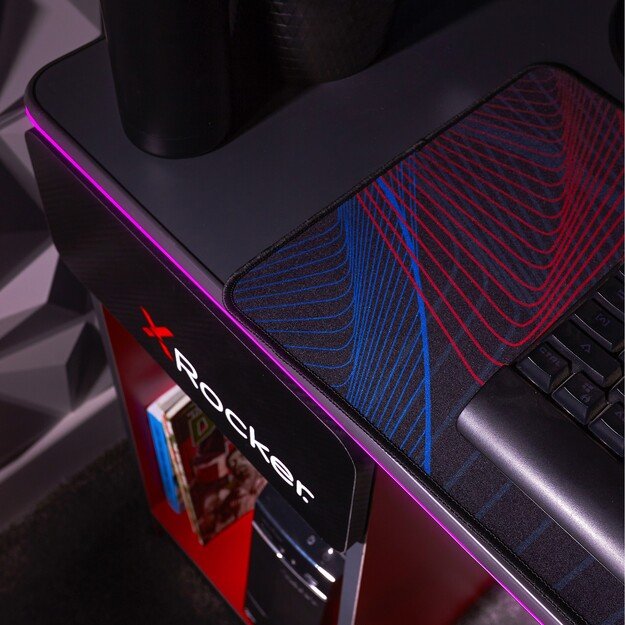 Xrocker Carbon-Tek Desk With Wireless Charging And Neo Fiber Led
