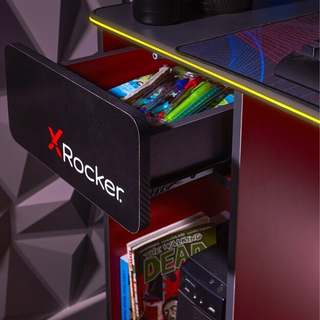 Xrocker Carbon-Tek Desk With Wireless Charging And Neo Fiber Led
