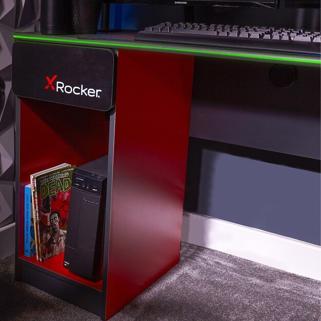 Xrocker Carbon-Tek Desk With Wireless Charging And Neo Fiber Led