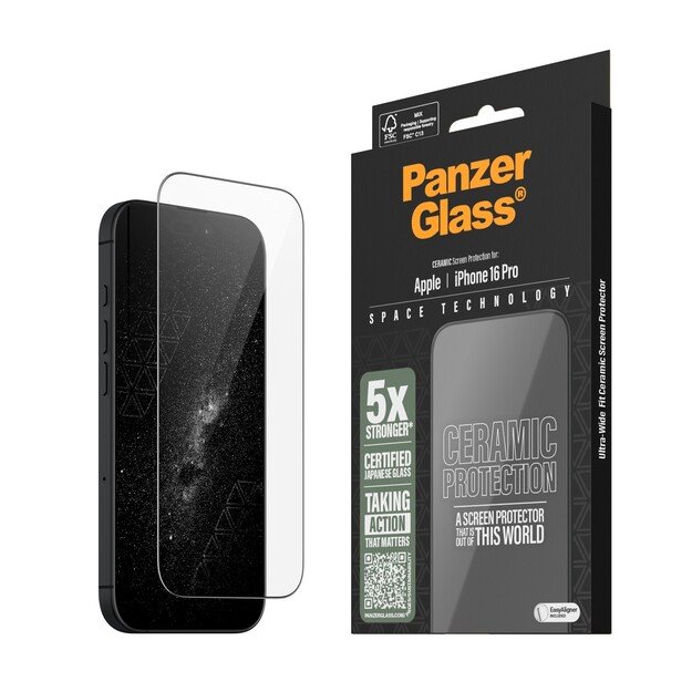 PanzerGlass - Ceramic Screen Protection - iPhone 16 Pro - Ultra Wide Fit