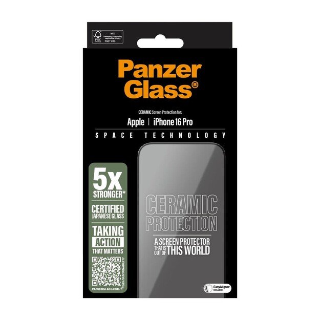 PanzerGlass - Ceramic Screen Protection - iPhone 16 Pro - Ultra Wide Fit