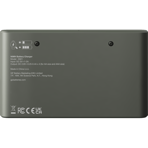 GP - ReCyko Econ Battery Charger, E821 (USB), incl. 4 x AA 2100 mAh + 4 x AAA 850 mAh Batteries