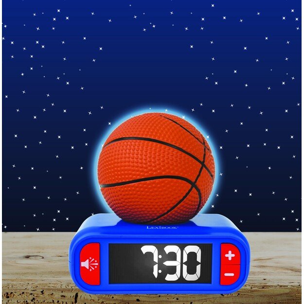 Lexibook - Digital Alarm Clock with 3D Basketball Night Light and Sound Effects - (RL800BA)
