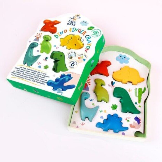 Haku Yoka - Shaped Crayons - Dino Finger Crayons (59CP233113)