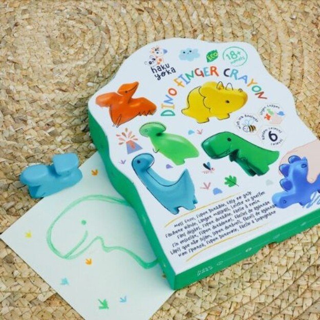 Haku Yoka - Shaped Crayons - Dino Finger Crayons (59CP233113)