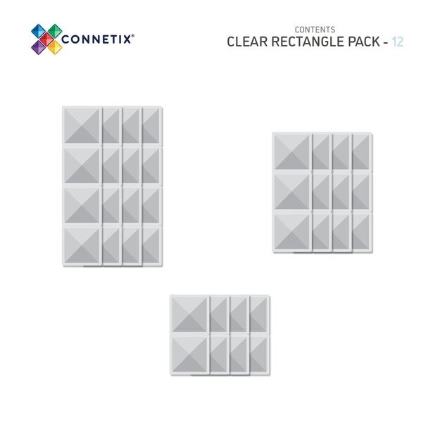 Connetix - Rectangle Pack - 12 Pieces - Clear (CT-C-00012-RE)