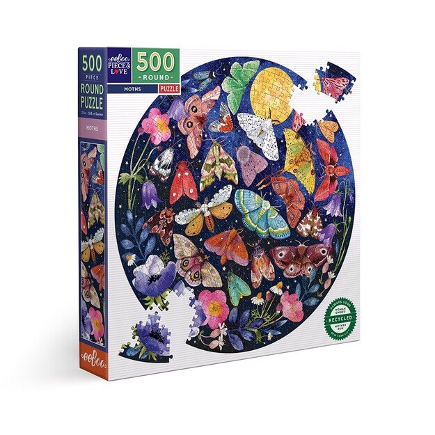 eeBoo - Round Puzzle 500 pcs - Moths - (EPZFMOT