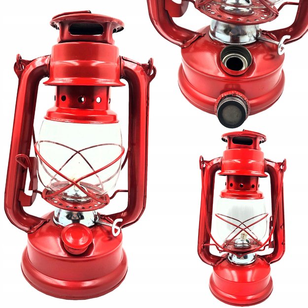 Raudona aliejinė lempa 24,5 cm