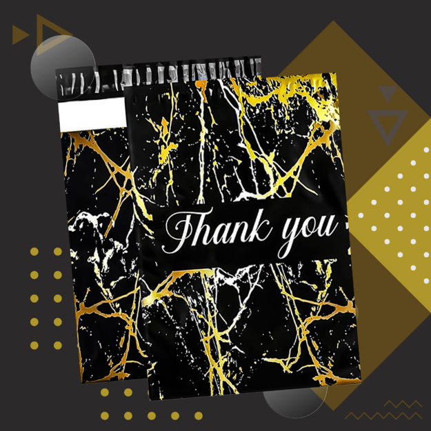 FOLIOPAKI KURIERSKIE MOCNE 255X370 ZŁOTY MARMUR THANK YOU 50SZT. 22