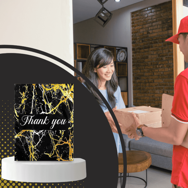 FOLIOPAKI KURIERSKIE MOCNE 255X370 ZŁOTY MARMUR THANK YOU 50SZT. 25