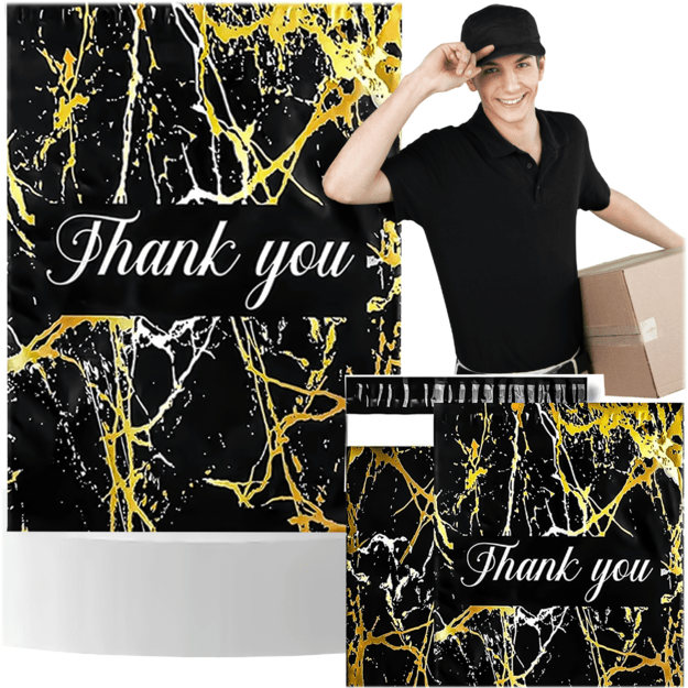 STIPRŪS KURJERIO POLIMAIŠELIAI 255X370 AUKSINIO MARMURO AČIŪ 50 VNT.