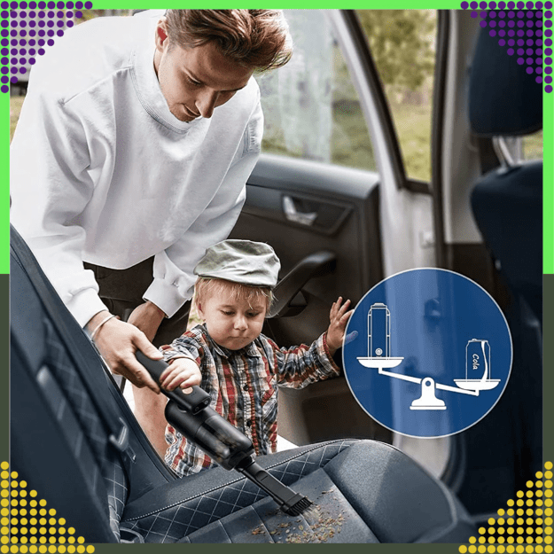 Rankinis belaidis automobilio dulkių siurblys automobiliui ir namams, 2 viename, LED pūstuvas 28