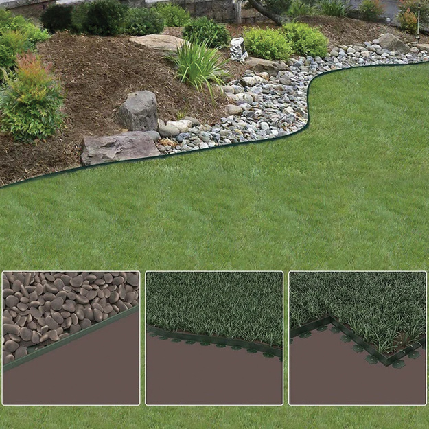 GARDEN LAWN EDGE SET 40x50x20m 30 PINS BLACK