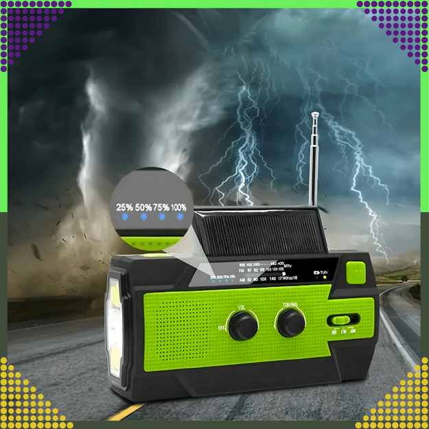 Radio Solarne Latarka Powerbank 4000 mAh Awaryjne Budowlane Am Fm Sos USB 24