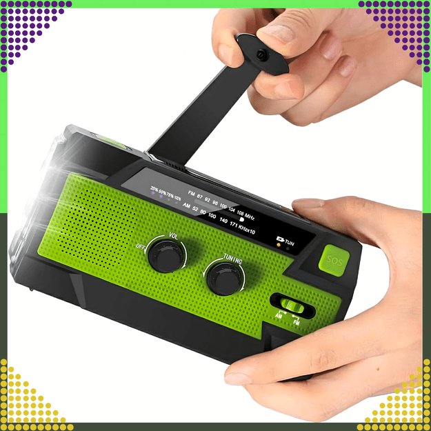 Radio Solarne Latarka Powerbank 4000 mAh Awaryjne Budowlane Am Fm Sos USB 3