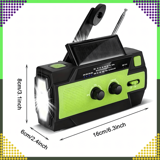 Radio Solarne Latarka Powerbank 4000 mAh Awaryjne Budowlane Am Fm Sos USB 8
