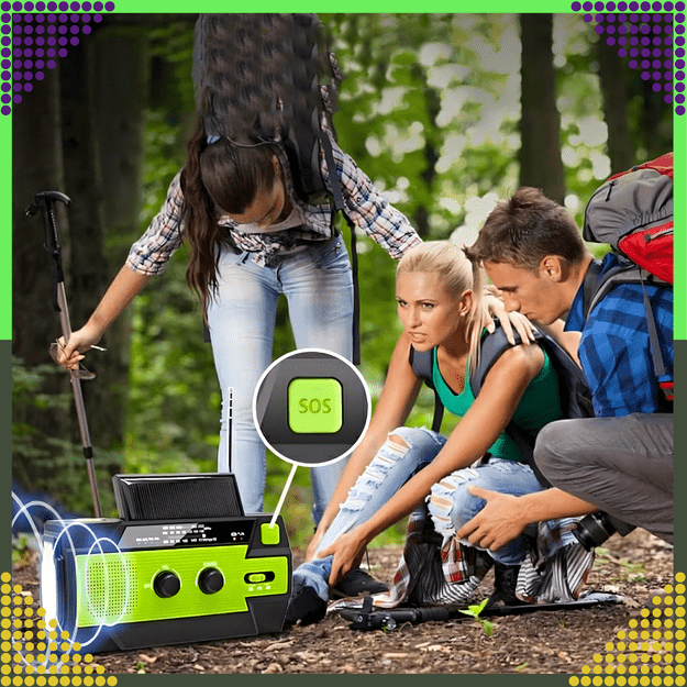 Radio Solarne Latarka Powerbank 4000 mAh Awaryjne Budowlane Am Fm Sos USB 22