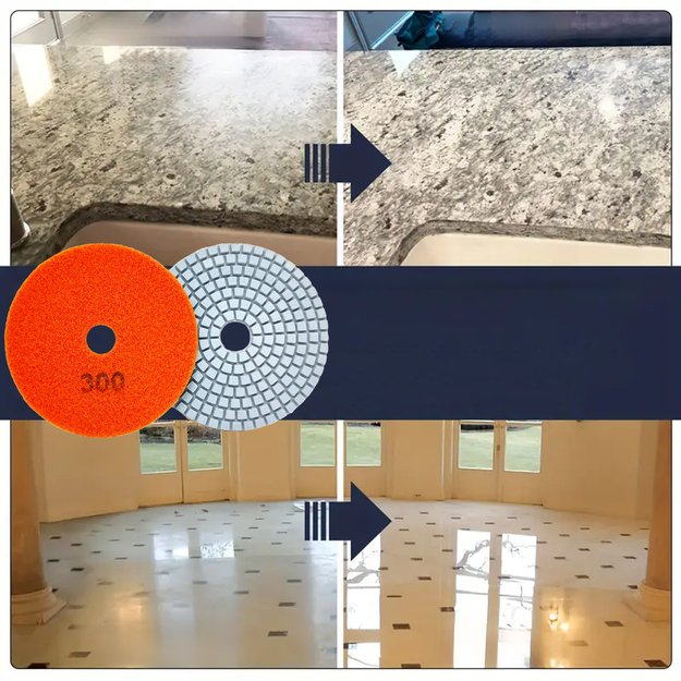 10x Tarcza Diamentowa Polerska 80mm do Szlifowania Gresu Płytek Na Rzep 300 10