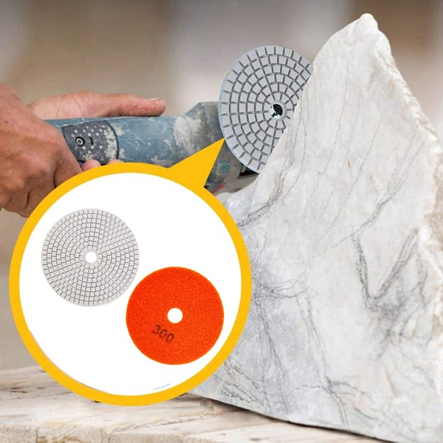 10x Tarcza Diamentowa Polerska 80mm do Szlifowania Gresu Płytek Na Rzep 300 14