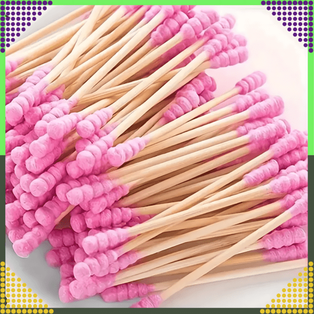 Wooden Hygienic Cosmetic Ear Sticks 100 pieces Pink