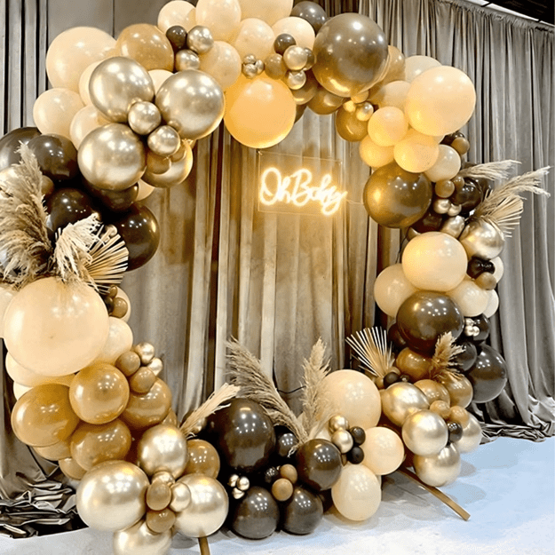 Balloon Garland Set of Balloons for Birthday Wedding Golden Brown 130 pcs
