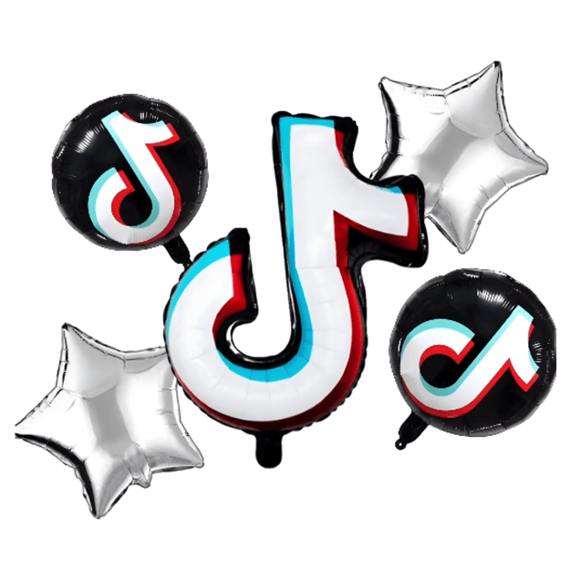 „TikTok“ užrašų balionų rinkinys gimtadieniams, gimtadienio šventėms, 5 vnt.