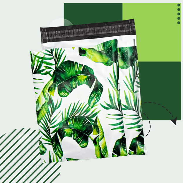 FOLIOPAKI KURIERSKIE MOCNE KOPERTY 255x370 ZIELONE LIŚCIE 50szt 20