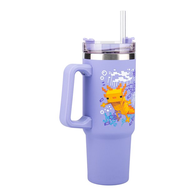 Minecraft Purple 900ml Insulated Cup and Straw 1