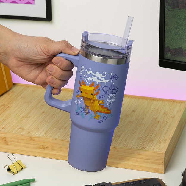 Minecraft Purple 900ml Insulated Cup and Straw 2