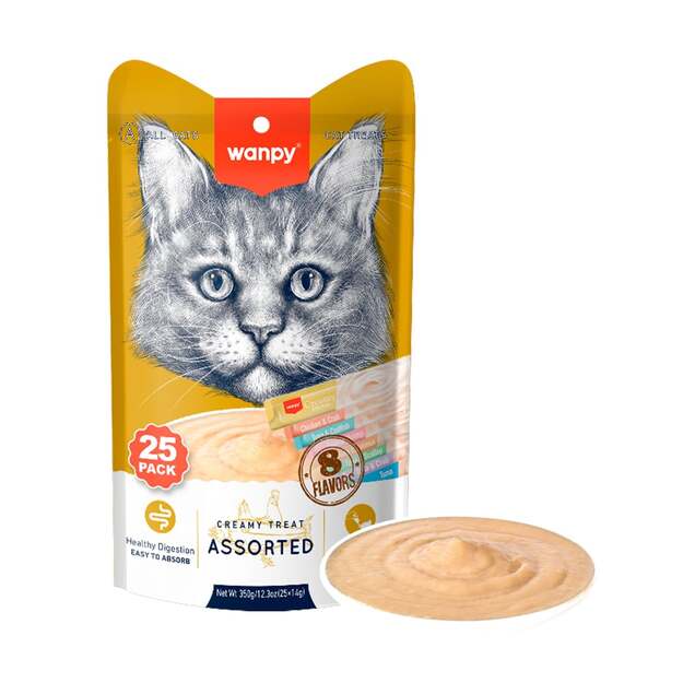 Wanpy -  Cat 25 Pack Creamy Lickable Treat - Mixed Flavor 350g (25x14g)