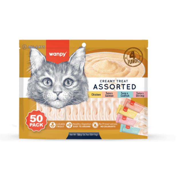 wanpy - Wanpy Cat 50 Pack Creamy Lickable Treat Assorted 700g (50x14g) - 700g (50x14g)