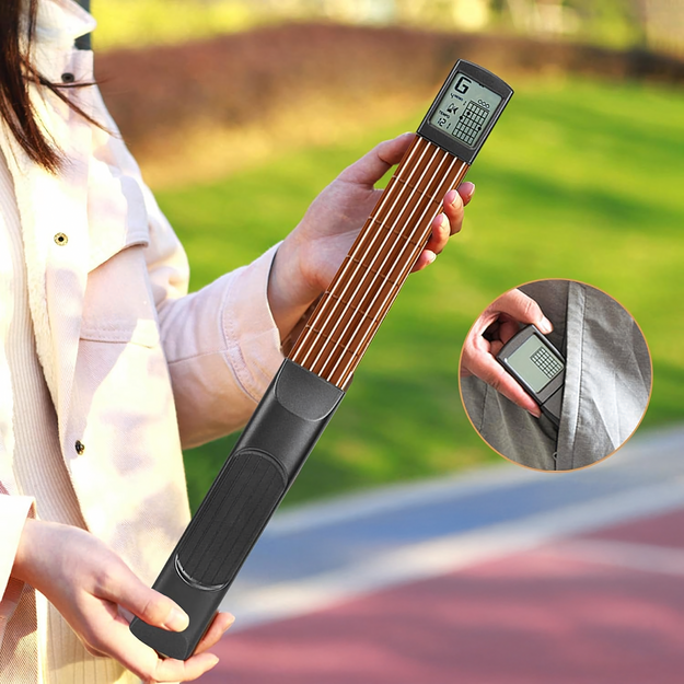 Digitālā ģitāras akordu trenažieris ar ekrānu, pārnēsājama mini ģitāra