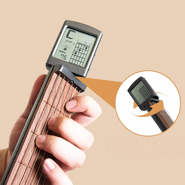 Digitālā ģitāras akordu trenažieris ar ekrānu, pārnēsājama mini ģitāra