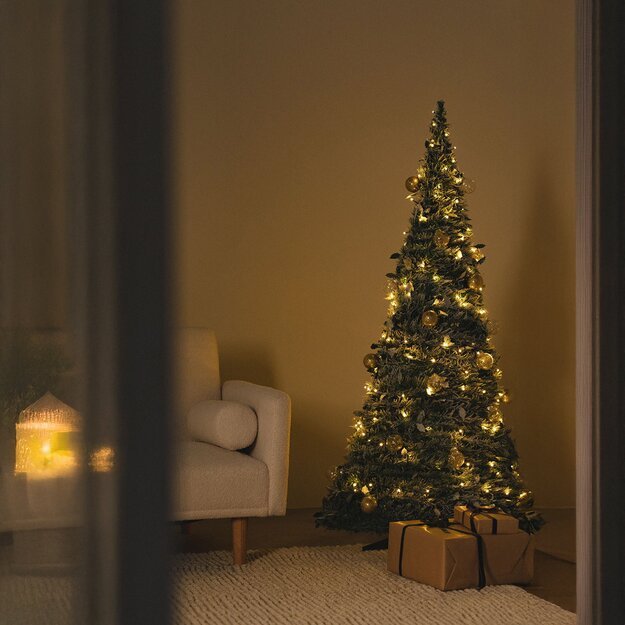 Kalėdų eglutės dekoracijos, paruoštos sulankstyti, 120 cm dydžio, lemputės