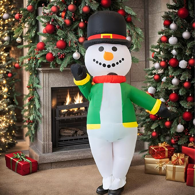 Piepūšamā sniegavīra kostīms, liels piepūšams sniegavīrs svētku ballītēm
