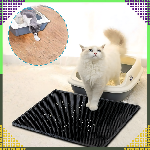 Melns kaķu pakaišu paklājiņš durvju paklājiņam XXL 45x60