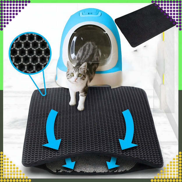 Melns kaķu pakaišu paklājiņš durvju paklājiņam XXL 45x60