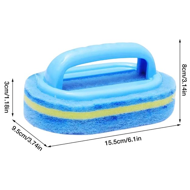 Universalus kempinės šepetys virtuvės plovimui su rankena nešvarumams valyti