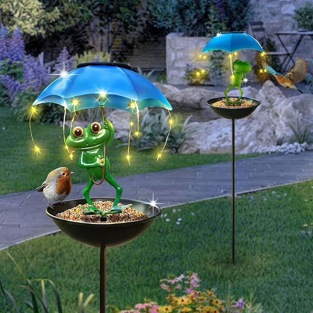 Solar Lamp Feeder Garden Ornament Decorative LED Frog